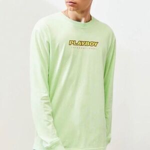 PLAYBOY Men's Light Green Long Sleeve Tee